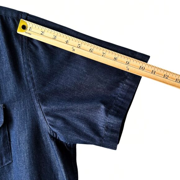 Van Heusen Button Down Denim Blue Cotton Short Sleeve Collared Shirt Men’s XL - Picture 8 of 8